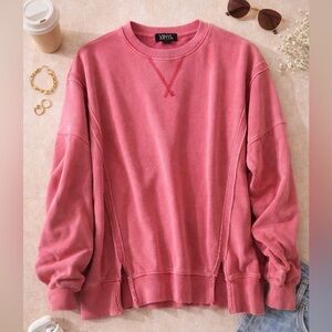Vinyl Icons Pink Oversized Crewneck Sweatshirt Size Large